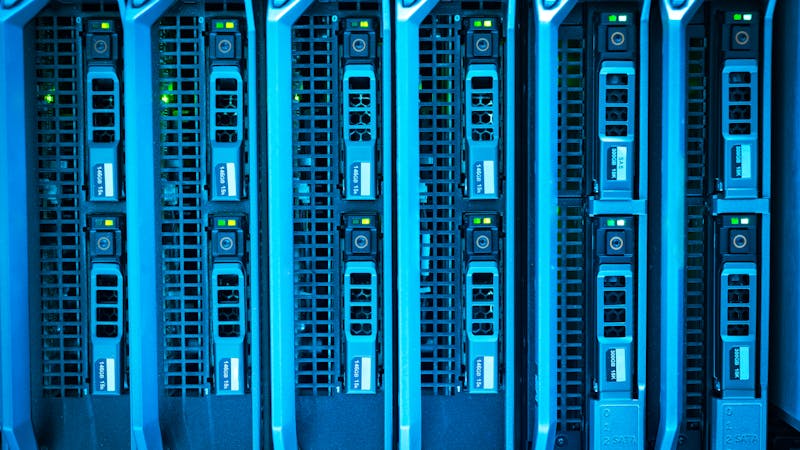 Server rack processing queued background jobs