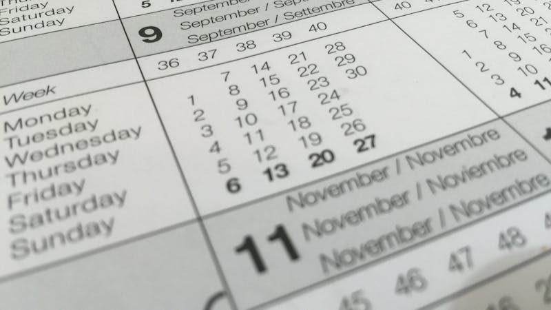 A calendar and planner laid out for time management and scheduling