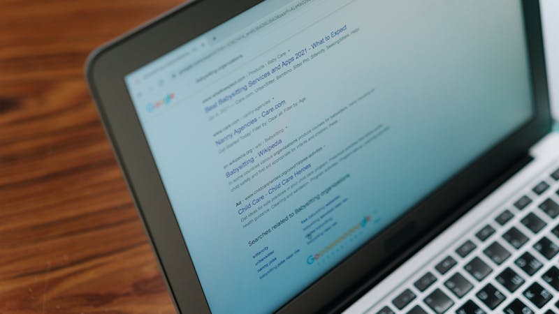 Search results displayed on a screen with relevant content listings