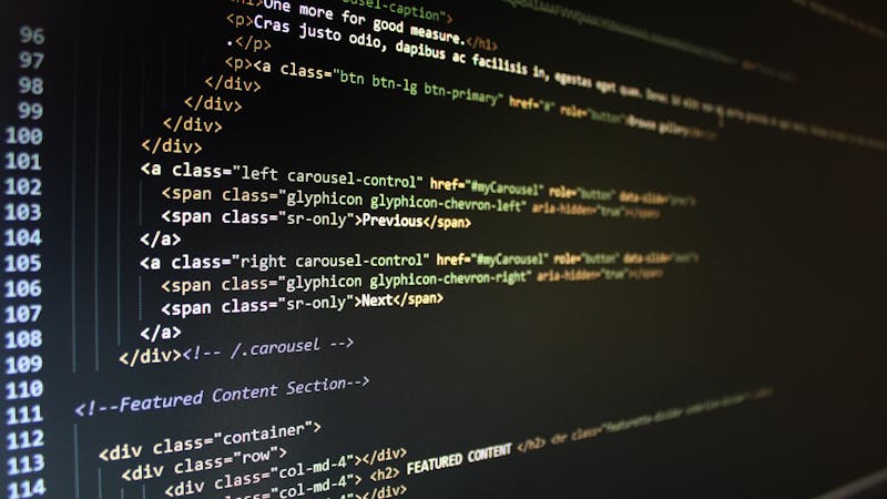 JavaScript and web technology code on a developer workstation