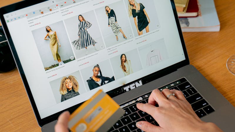 E-commerce platform interface with product listings and design elements