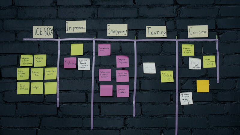 Kanban board with task cards organized into columns for project planning