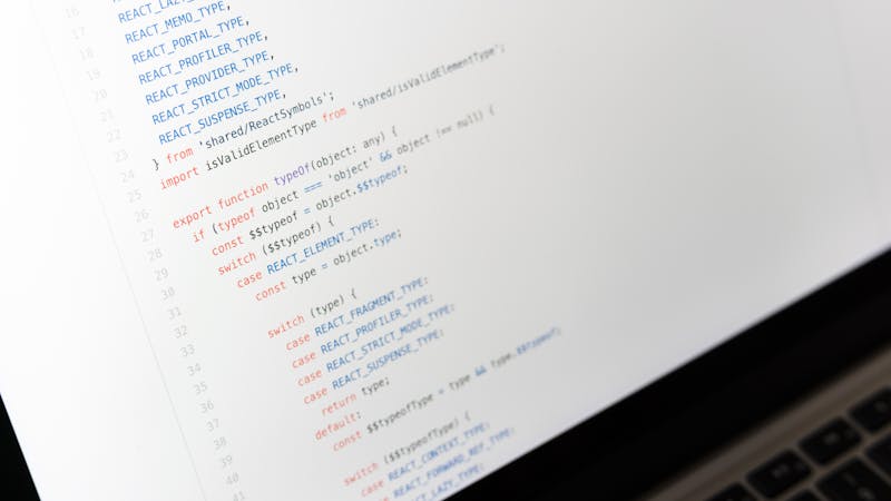 React component code structure on a screen illustrating modern UI development patterns