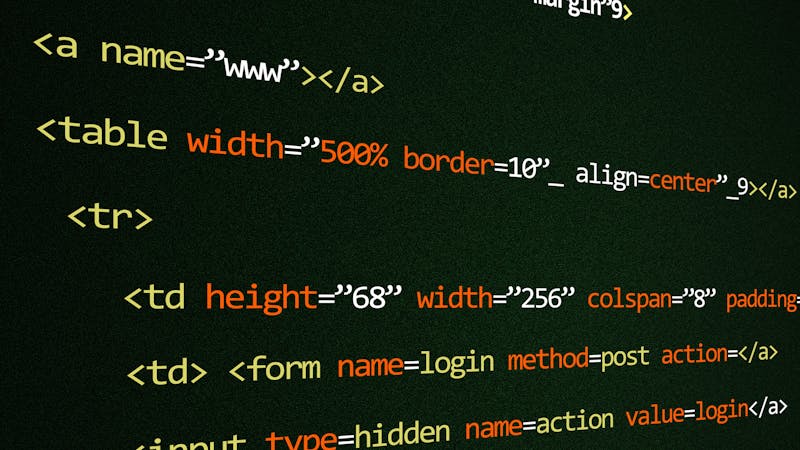 Code editor displaying HTML and CSS markup in a web development environment