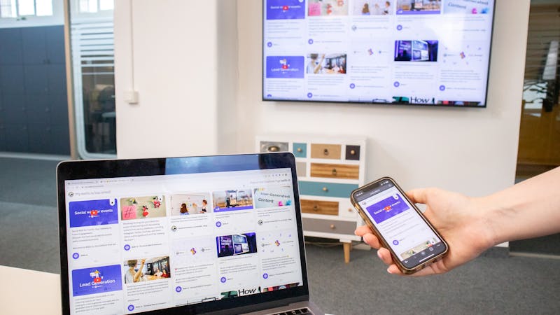 Multiple devices displaying apps across different platforms